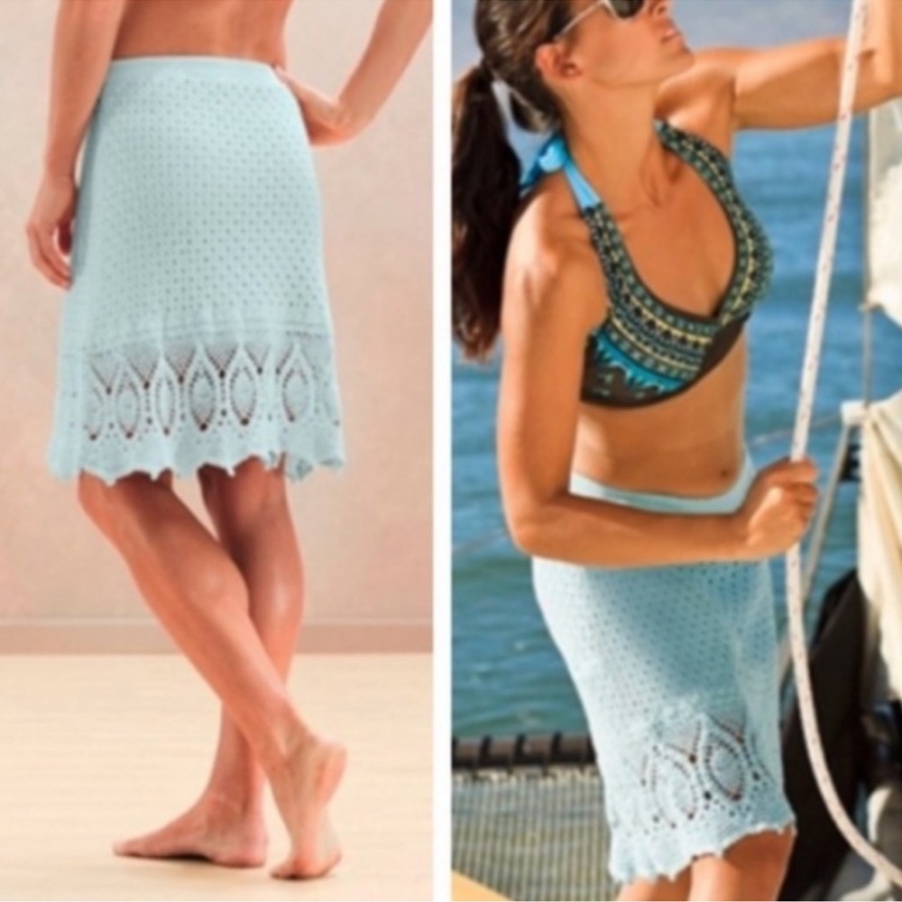 Athleta Womens teal Cutback Crochet Skirt